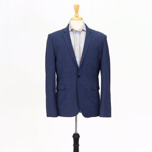Express 42R Blue Solid 2-Button Sport Coat Blazer Jacket T050